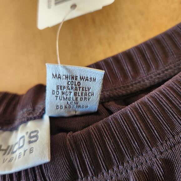 Chicos Travelers Pants Women 1S Chocolate Brown Slinky Knit Elastic Waist Dressy - Picture 10 of 16